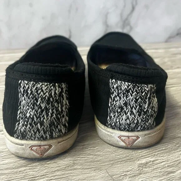 Roxy Minnow VII Black Canvas Slip On Boat Shoes - Picture 7 of 11